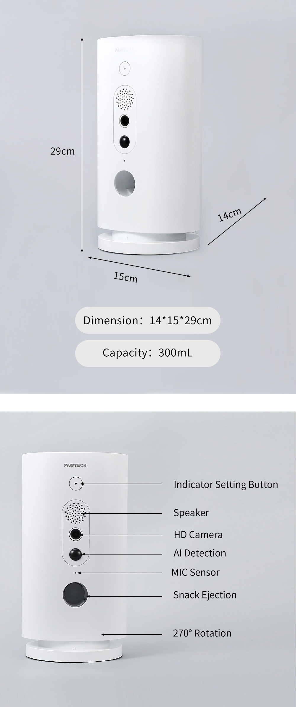 Smart Pet Food Dispenser with WiFi Camera 270-Degree