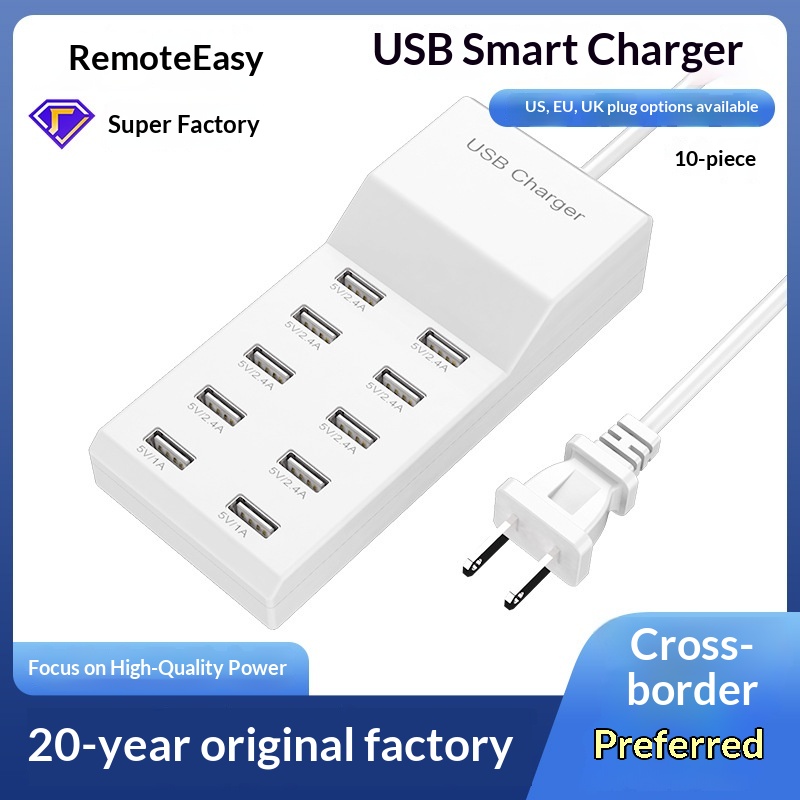 10-Port USB Multi-Device Charging Station
