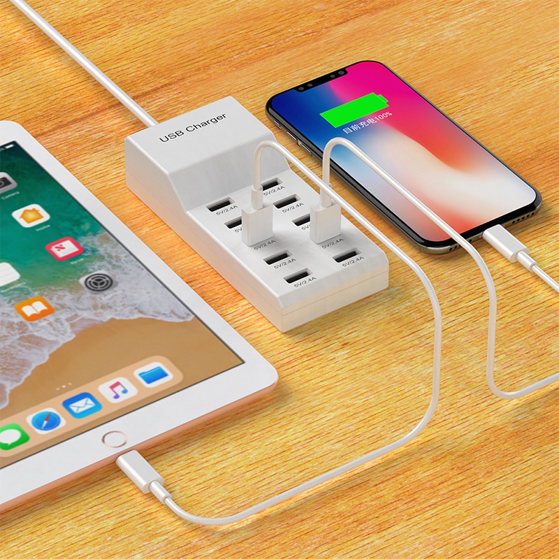 10-Port USB Multi-Device Charging Station