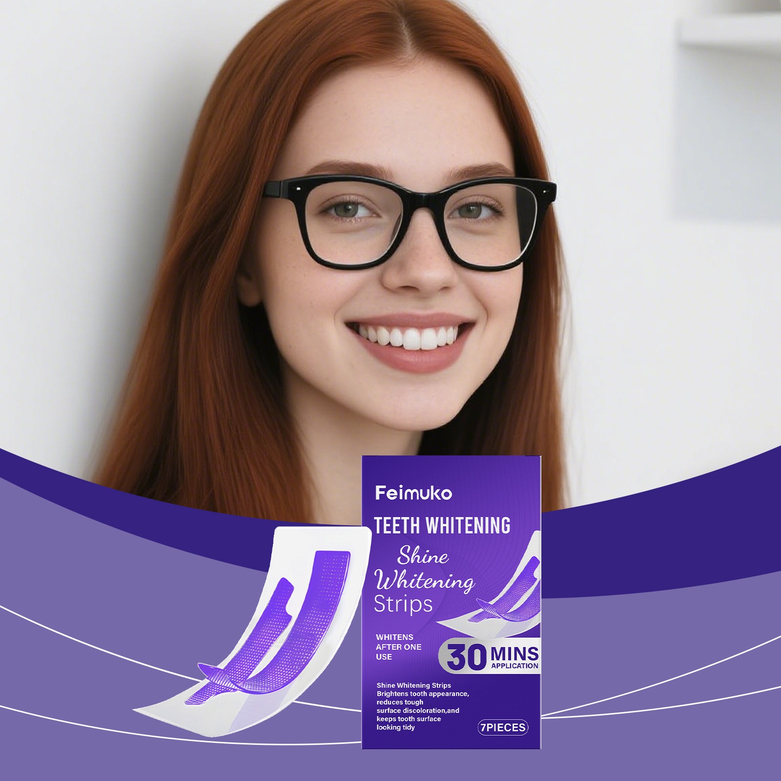 Feimuko Purple Bright Tooth Strips Gentle Care Clean Teeth Stains