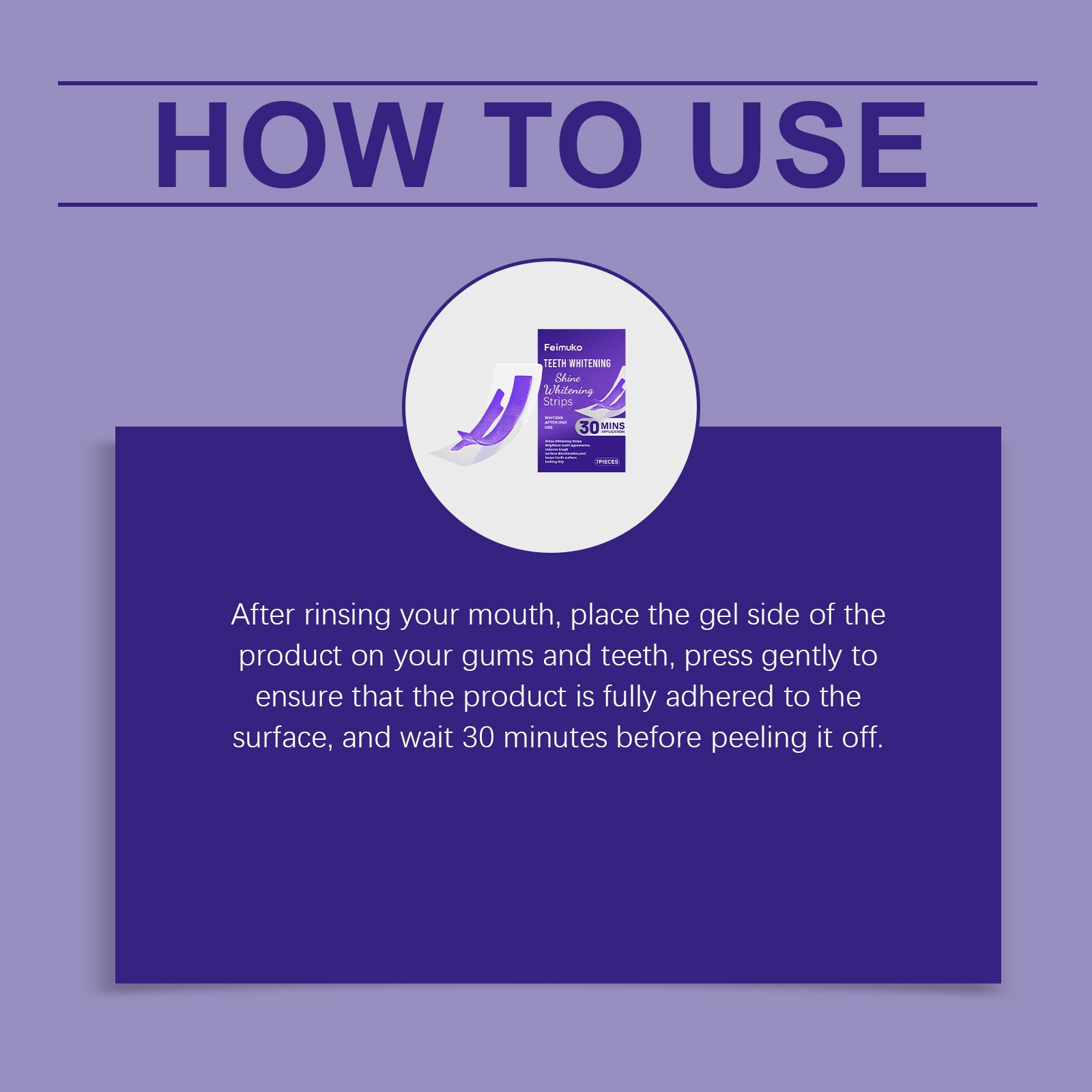 Feimuko Purple Bright Tooth Strips Gentle Care Clean Teeth Stains