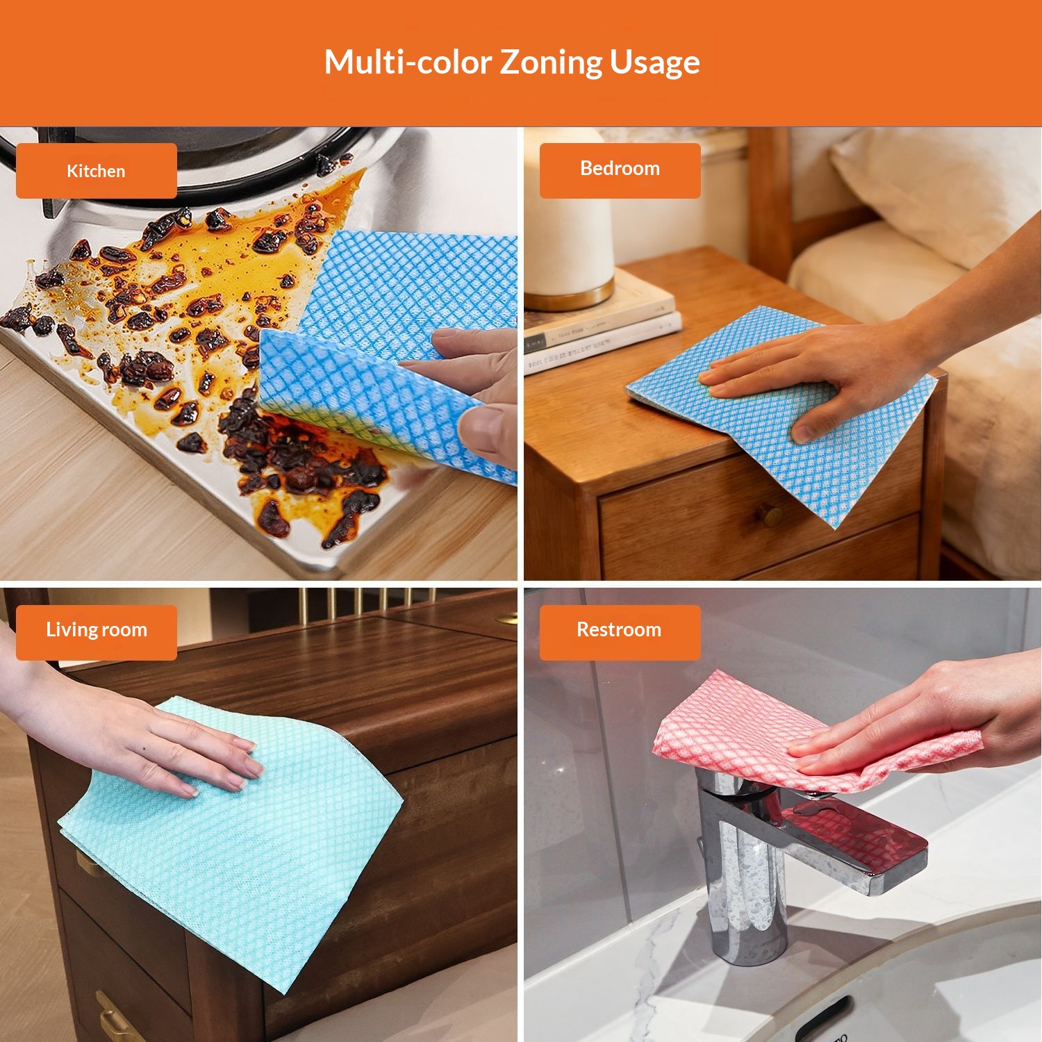 Disposable Non-Woven Kitchen Cleaning Cloths (50-Pack)