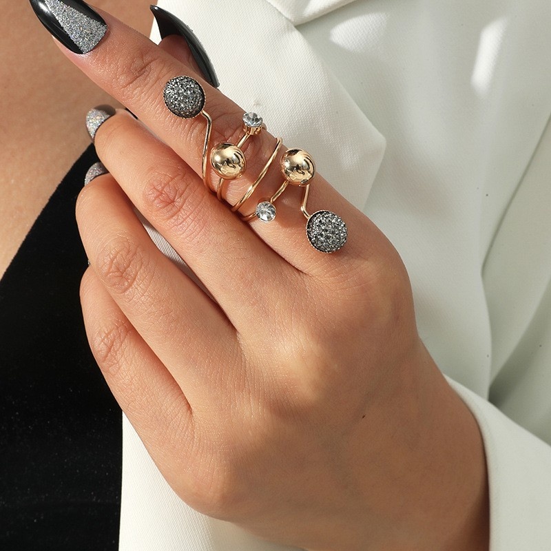 Metal Ball Bead Adjustable Ring