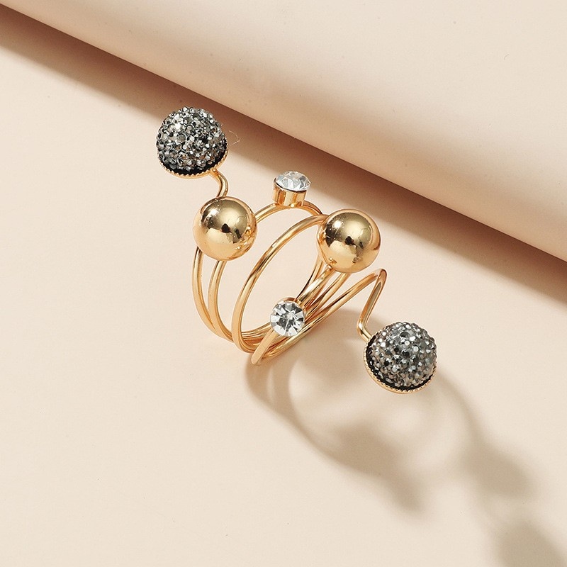 Metal Ball Bead Adjustable Ring