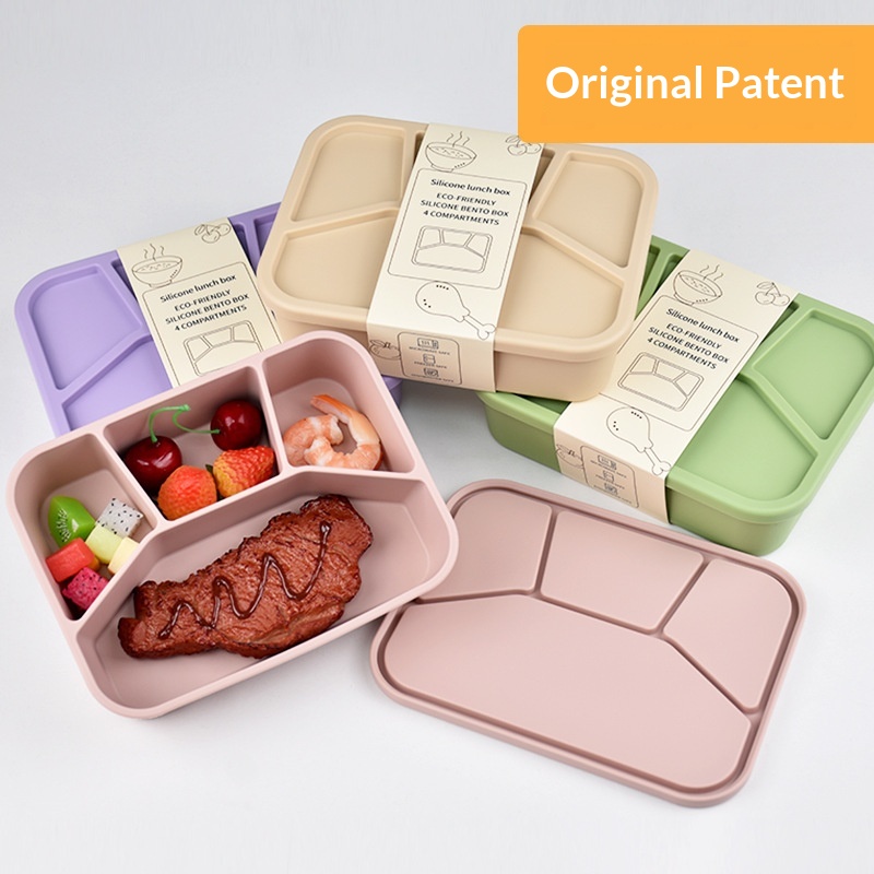 Silicone Four-Compartment Bento Lunch Box