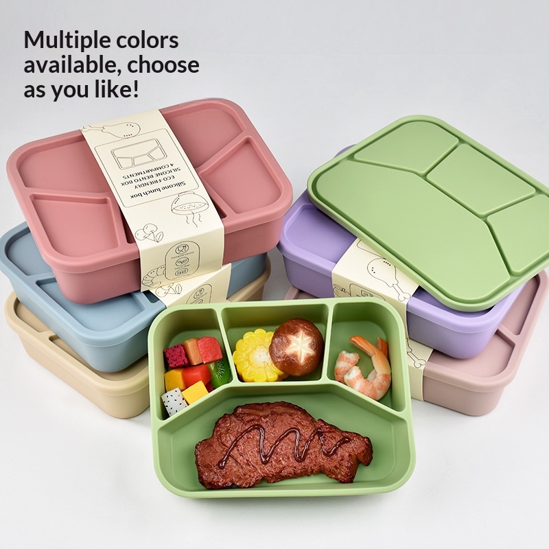Silicone Four-Compartment Bento Lunch Box