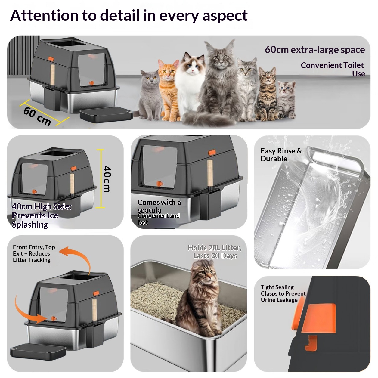 Large Fully Enclosed Cat Litter Basin Deodorant Cat Toilet Pet