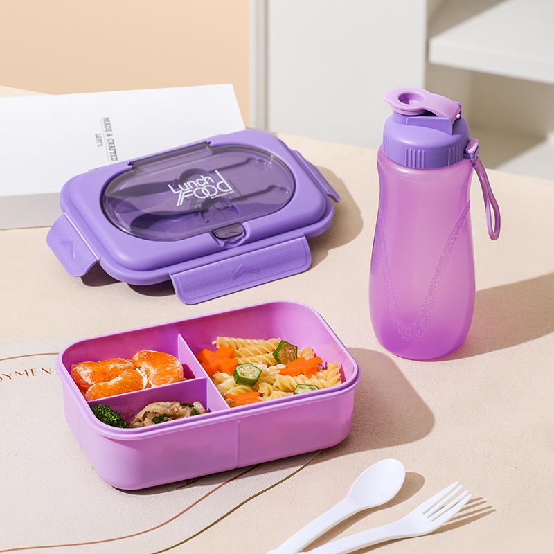 304 Stainless Steel Divided Lunch Box Set with Cutlery