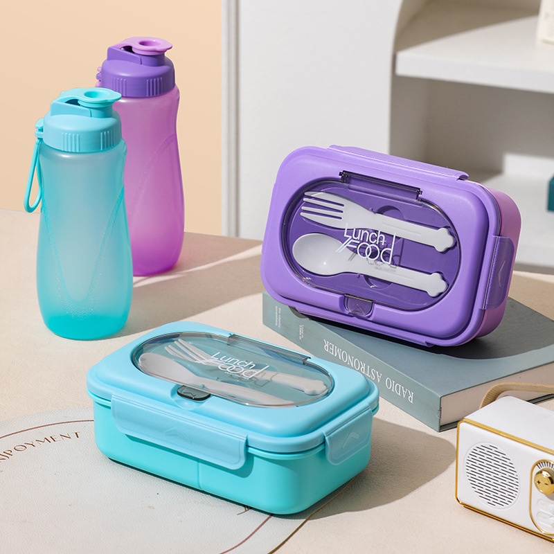304 Stainless Steel Divided Lunch Box Set with Cutlery