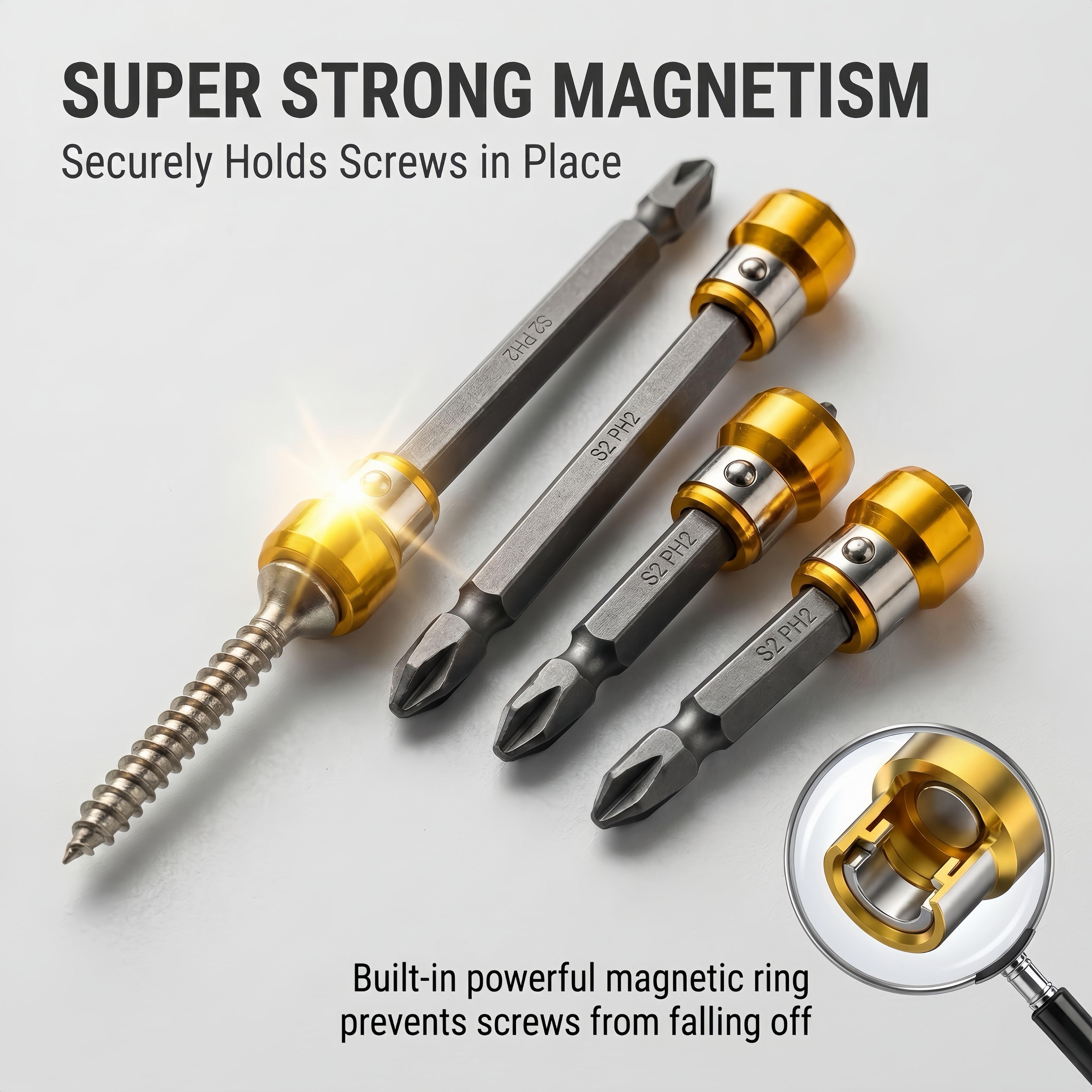 4-Piece PH2 Magnetic Screw-Holding Bit Set