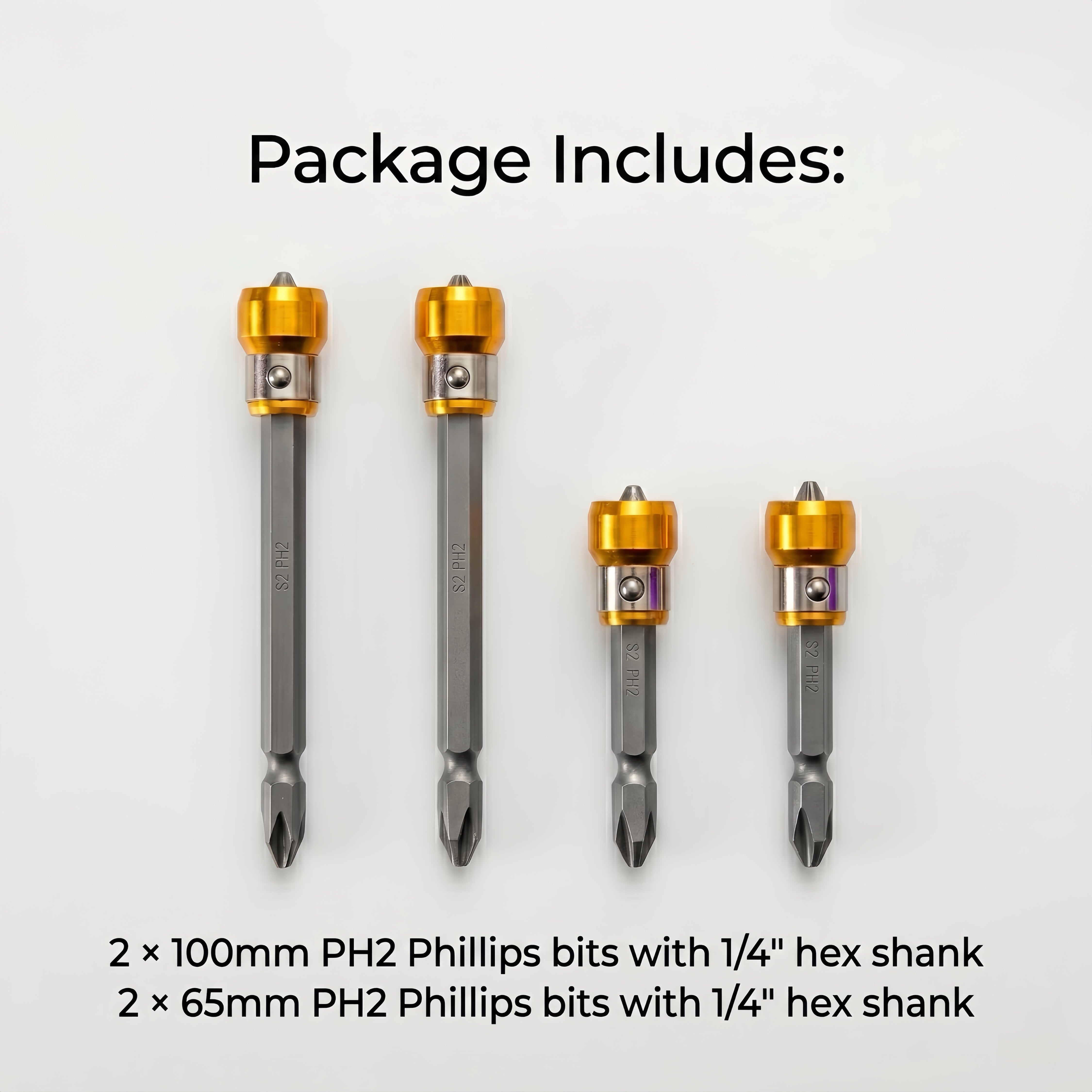 4-Piece PH2 Magnetic Screw-Holding Bit Set