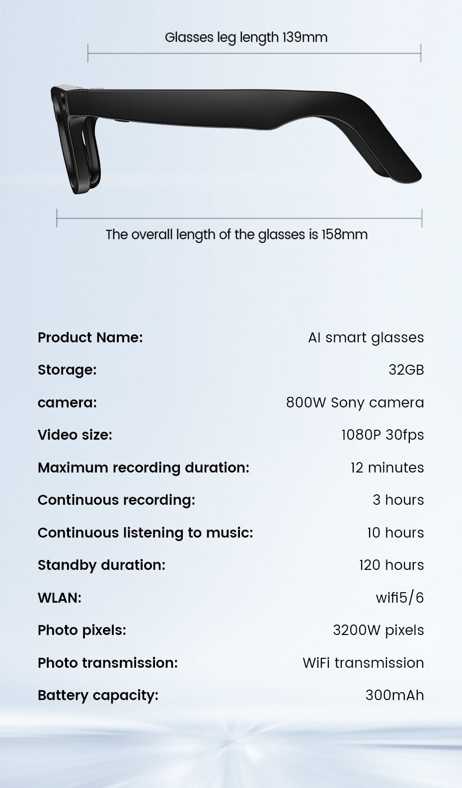 CyanVue AI Smart Glasses – 8MP Camera Glasses with Music & Call