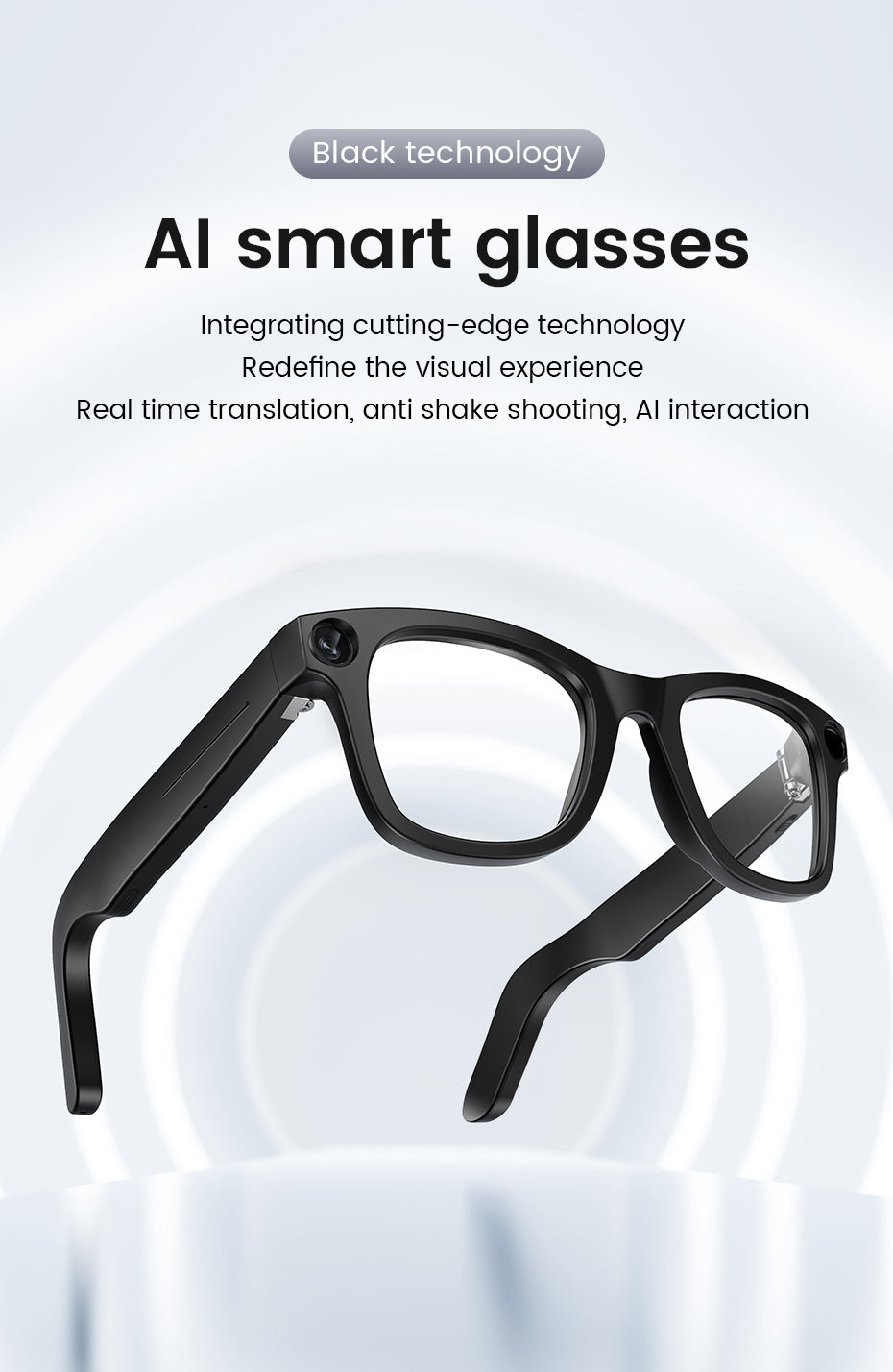 CyanVue AI Smart Glasses – 8MP Camera Glasses with Music & Call