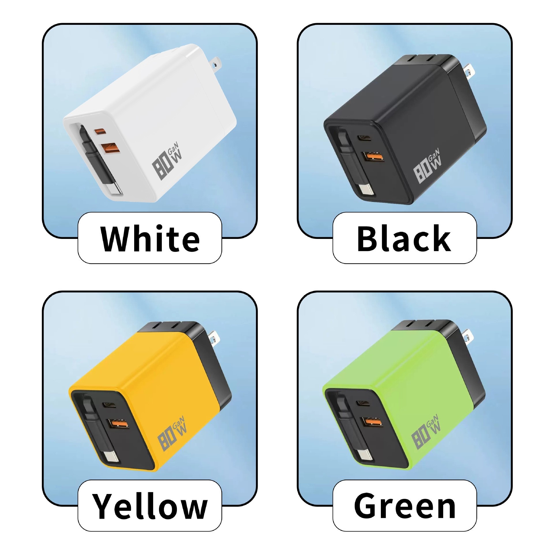 120W GaN Fast Charger with Retractable Cable