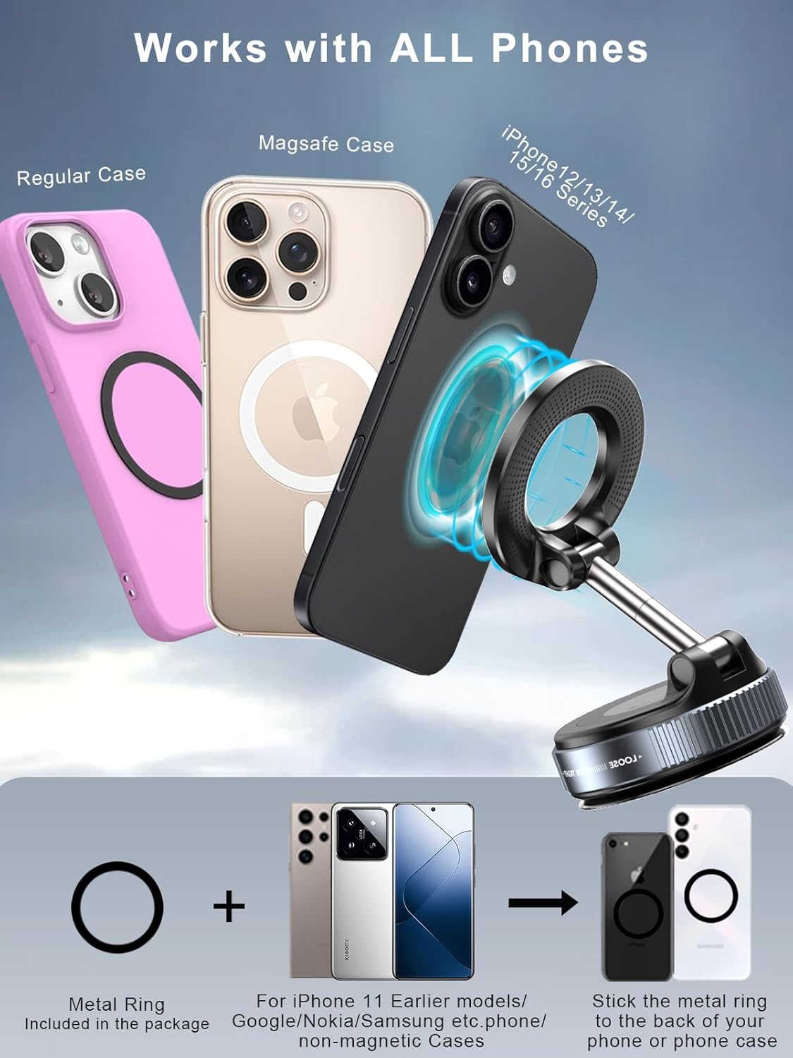 Snanen 360° Magnetic Suction Phone Mount - The Ultimate Hands-Free