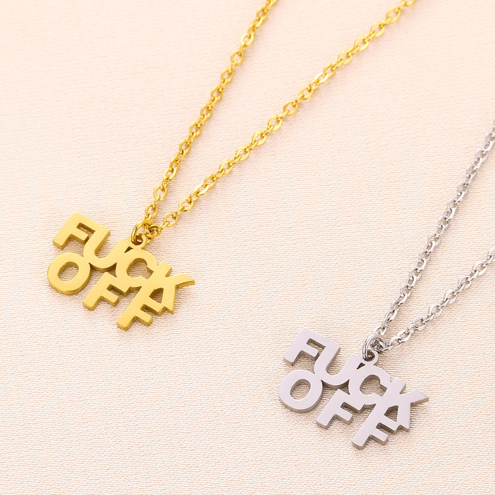 Stainless Steel English Letter Pendant Necklace
