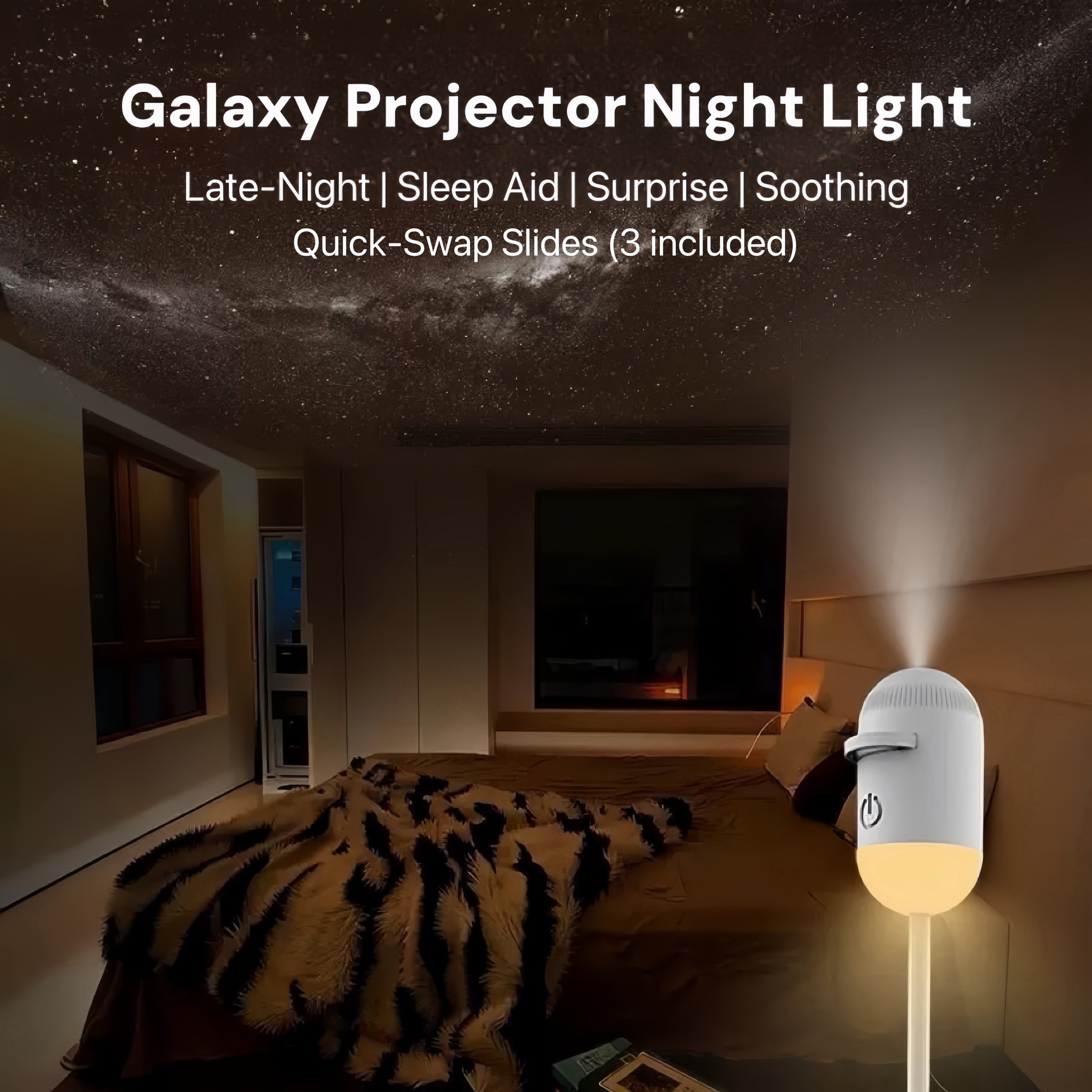 2-in-1 USB Night Light + Galaxy Projector with Quick-Swap Slides
