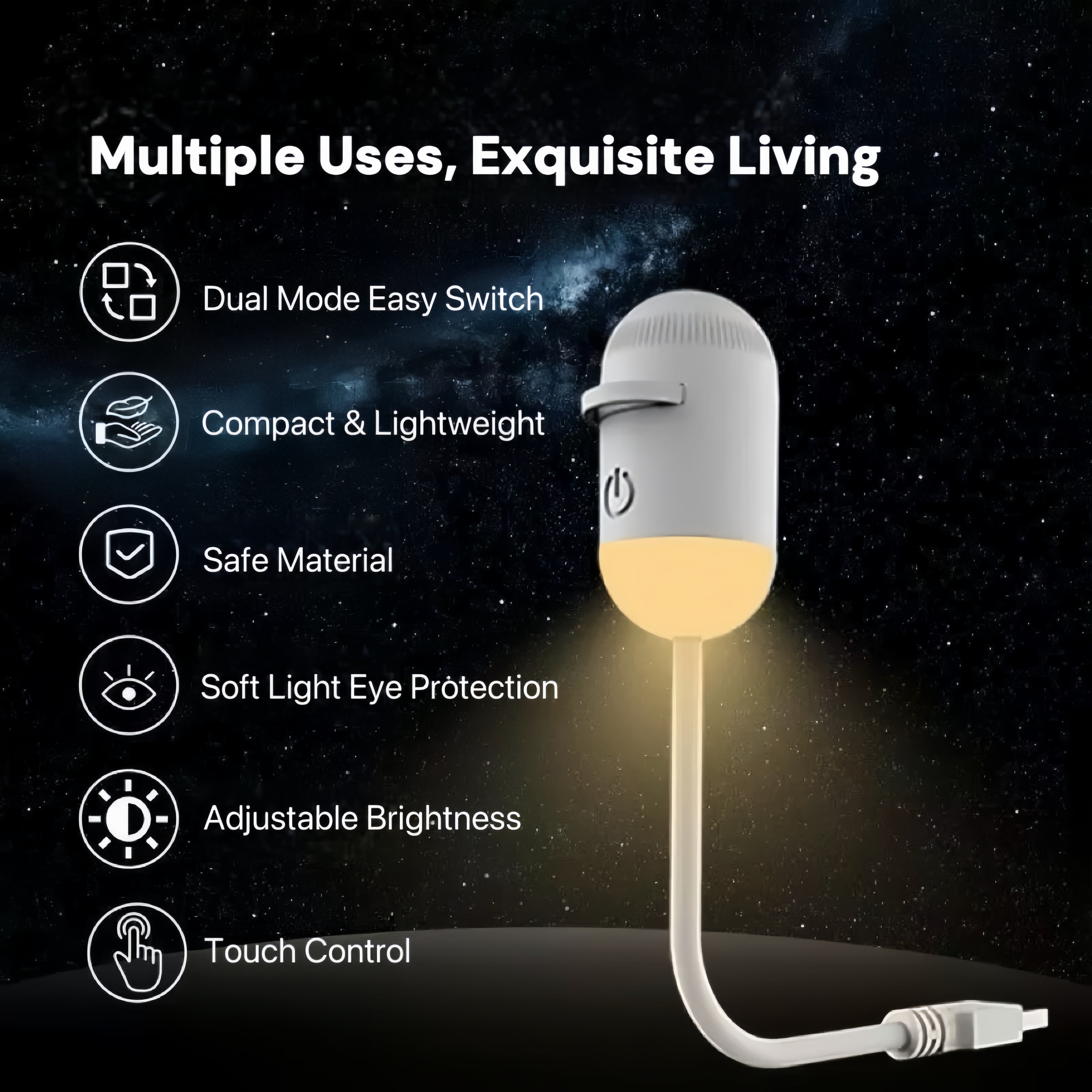 2-in-1 USB Night Light + Galaxy Projector with Quick-Swap Slides