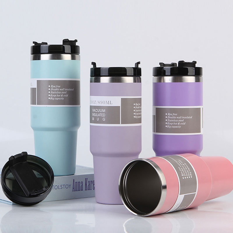 30oz Large Capacity Sipper Cup with Rotating Flat Lid - Portable
