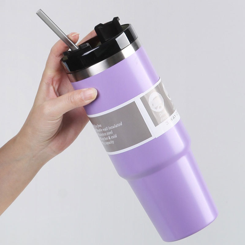 30oz Large Capacity Sipper Cup with Rotating Flat Lid - Portable