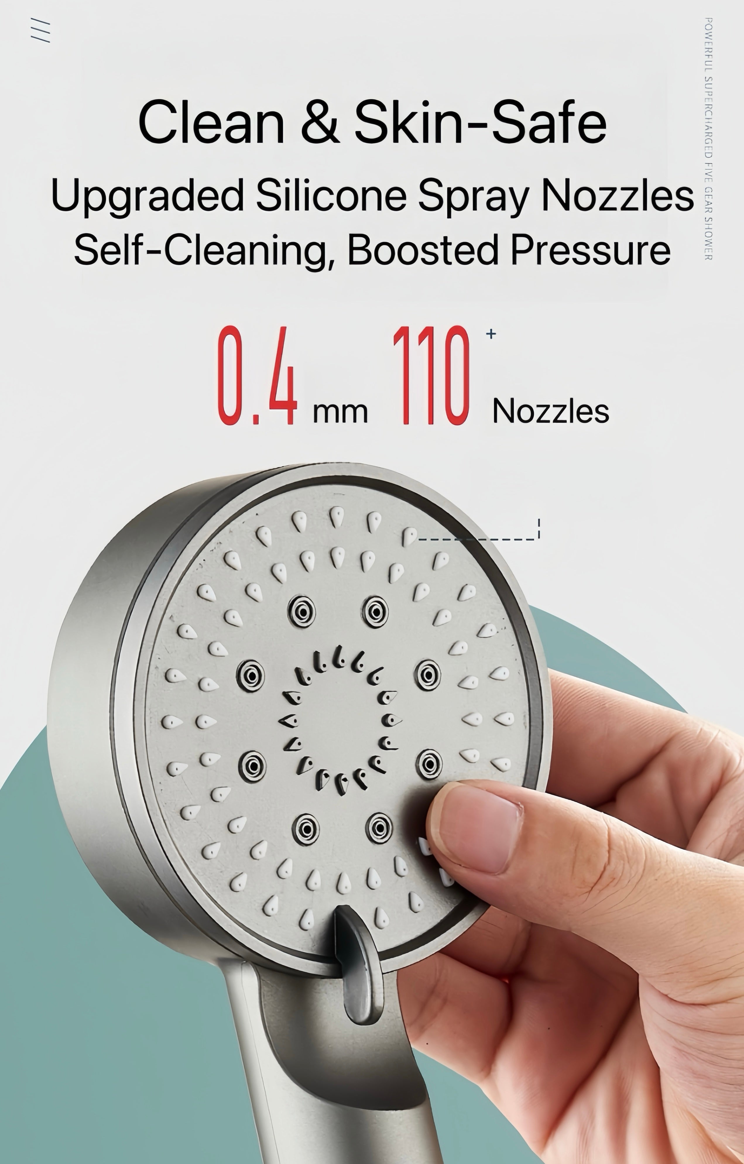 HydroBoost High Pressure 5-Mode Filtered Shower Head