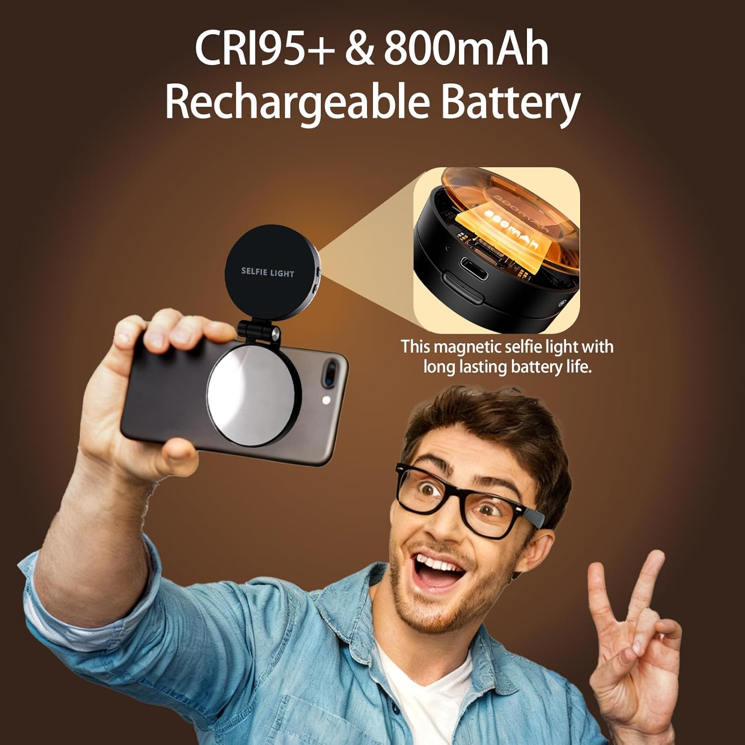 SnapLite Pro – CRI 95+ Magnetic 3-in-1 Selfie Light with Mirror