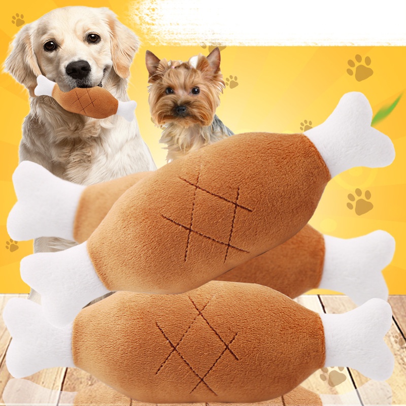 Plush Squeaky Pet Toy (Bone / Drumstick / Carrot)