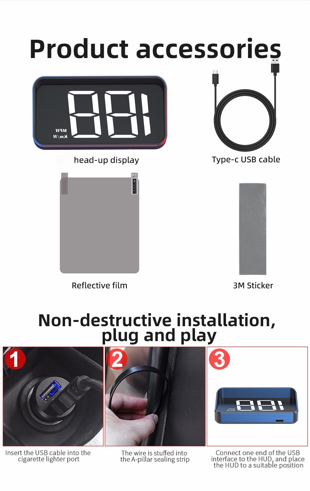 DriveSight GPS HUD Speedometer — Windshield Speed Projection Display