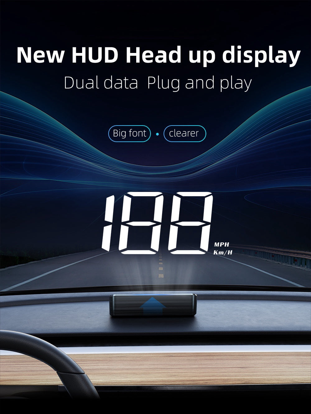 DriveSight GPS HUD Speedometer — Windshield Speed Projection Display