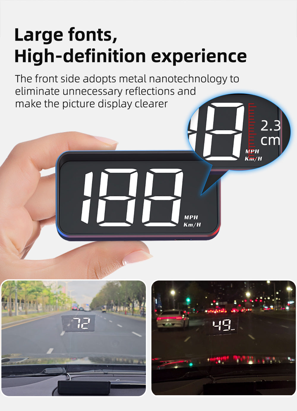 DriveSight GPS HUD Speedometer — Windshield Speed Projection Display