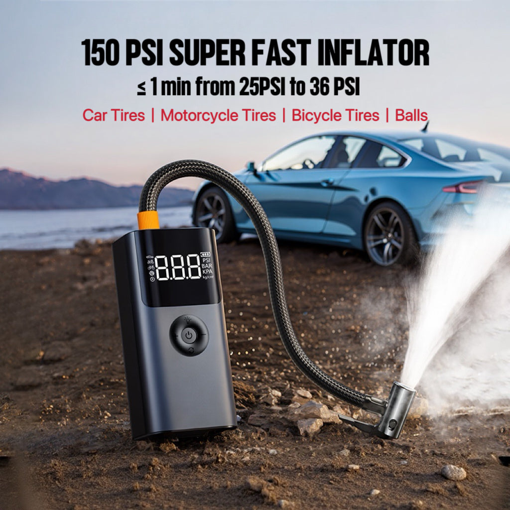 12V Portable Jump Starter with Built-In Air Compressor and Smart