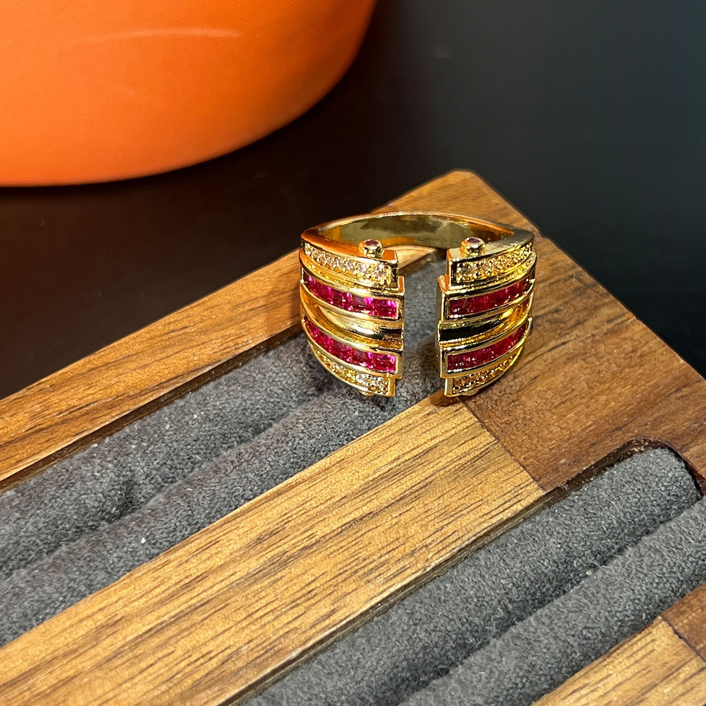 Copper Zircon Fashion Designer Ring
