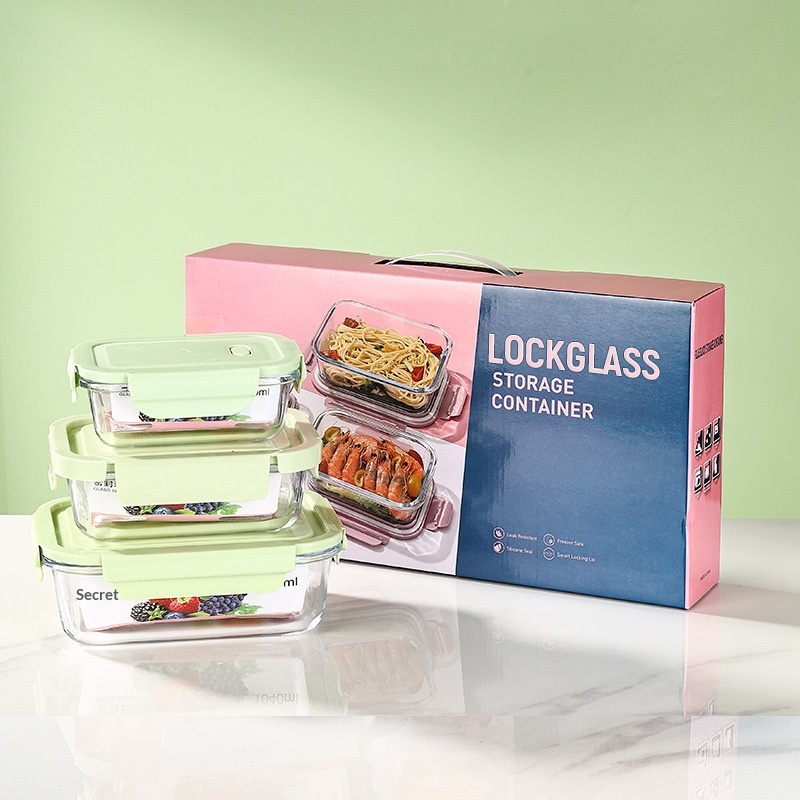Glass Food Storage Lunch Box 3-Piece Gift Set