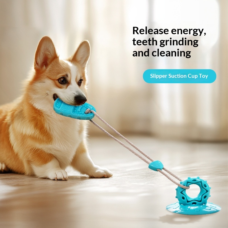 Suction Cup Slipper Dog Chew Toy with Treat Dispenser