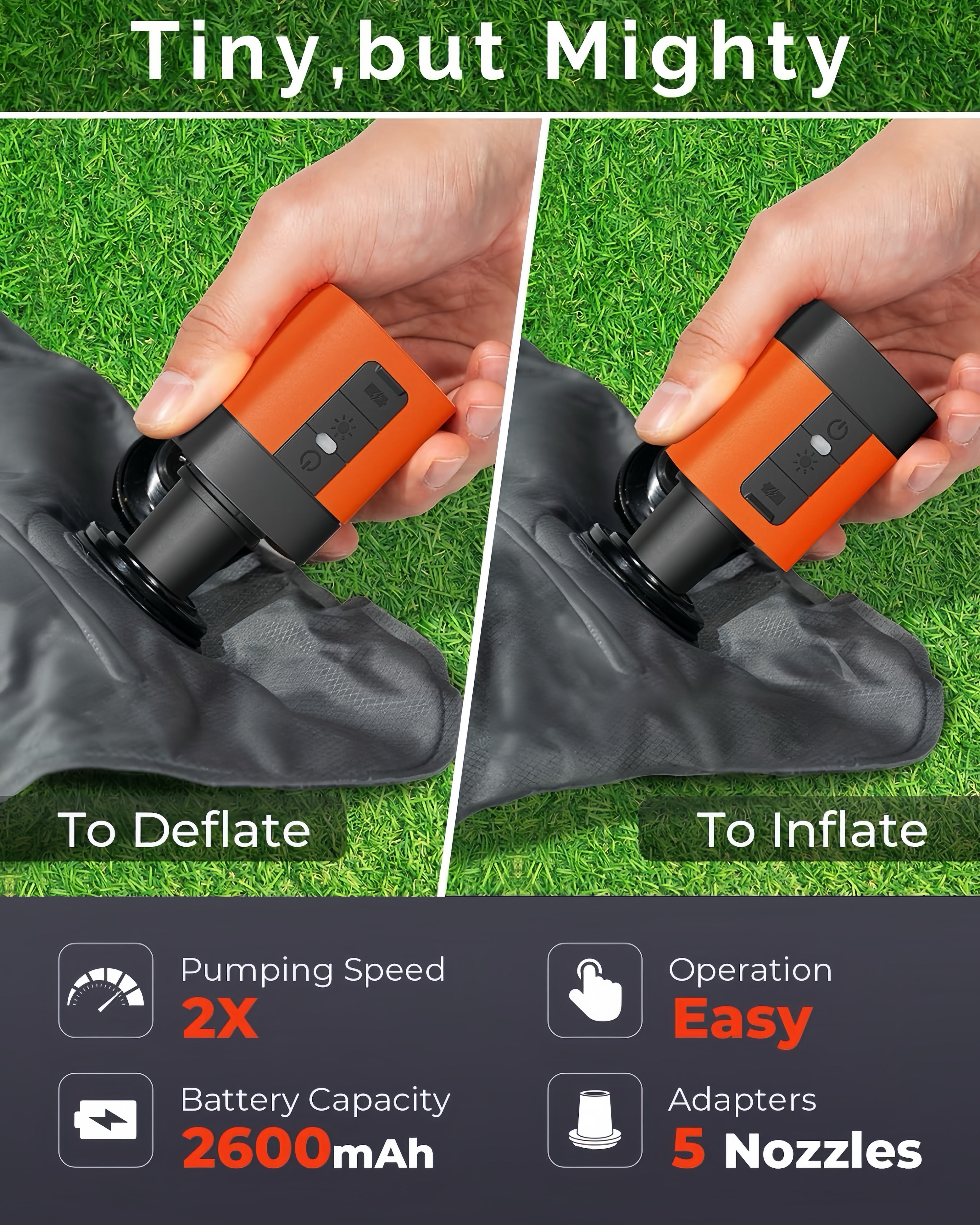 AirBurst Pro – Compact Electric Pump with Vacuum & LED Light