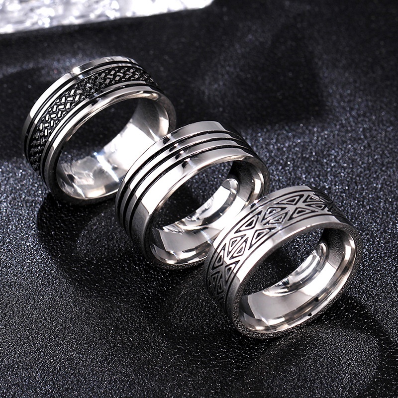 Men's Stainless Steel Retro Fish Scale Ring
