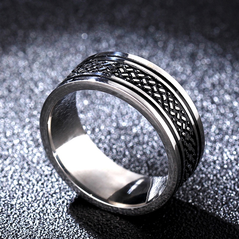 Men's Stainless Steel Retro Fish Scale Ring
