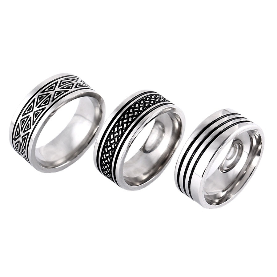 Men's Stainless Steel Retro Fish Scale Ring