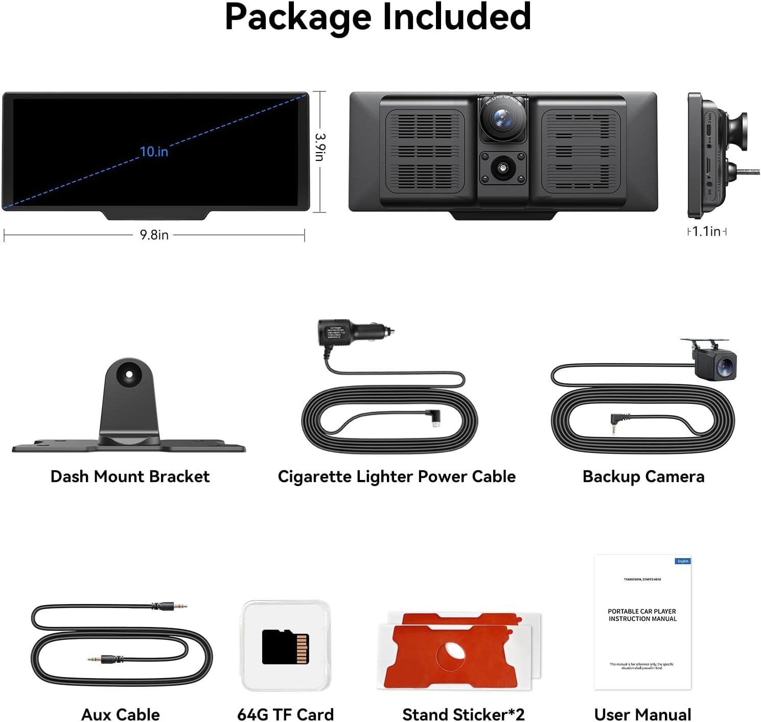 Carvera Smart 10.26 CarPlay & 4K Dual-Dash Cam System
