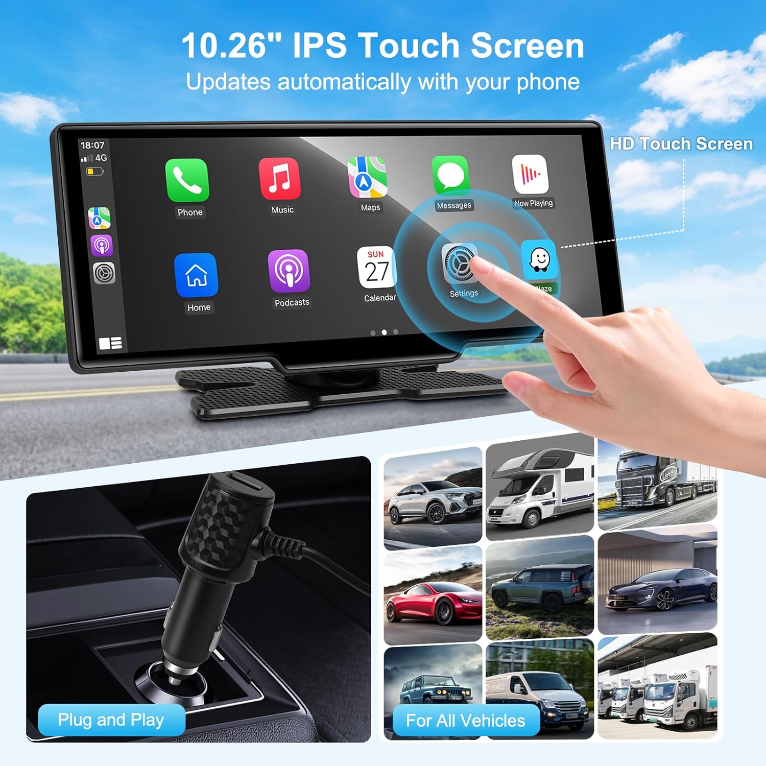 Carvera Smart 10.26 CarPlay & 4K Dual-Dash Cam System