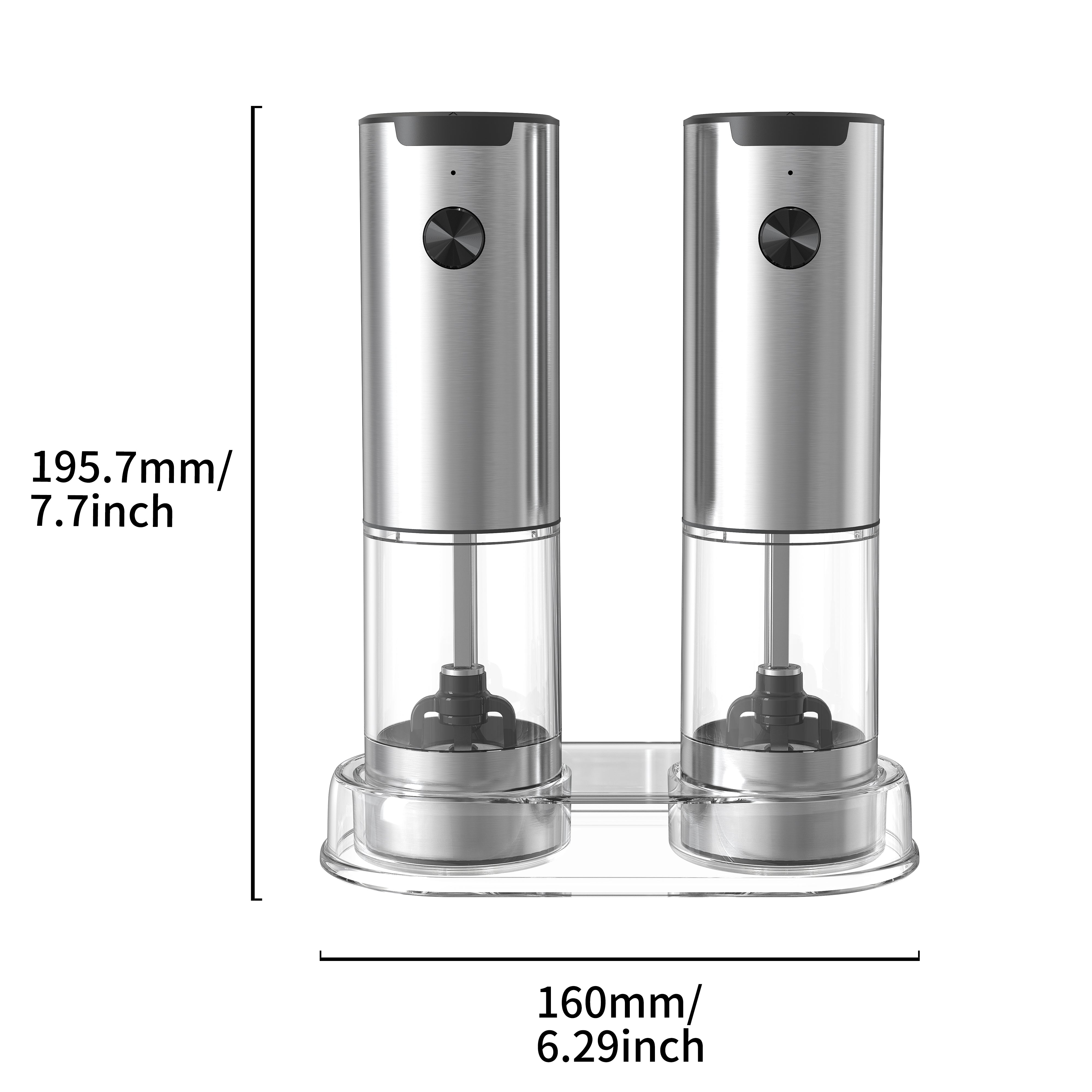 SeasonMate – Stainless Steel Electric Salt & Pepper Grinder Set (2