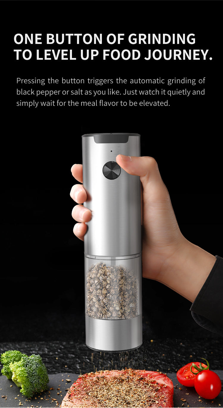 SeasonMate – Stainless Steel Electric Salt & Pepper Grinder Set (2