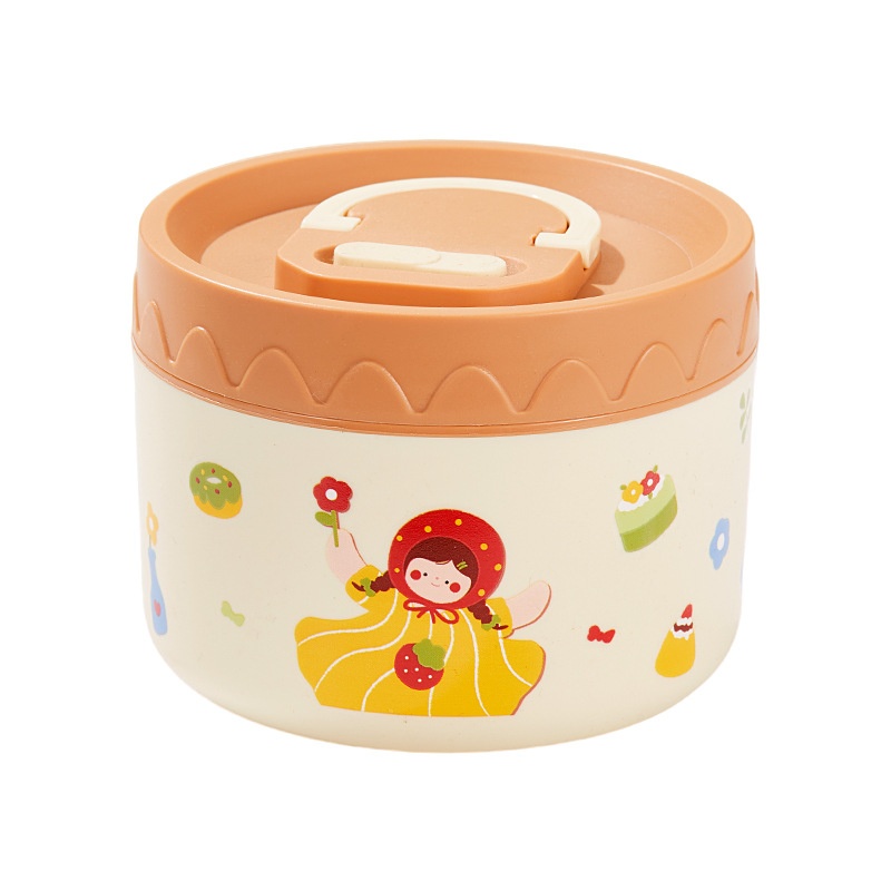 304 Stainless Steel Cartoon Round Insulated Soup Lunch Box