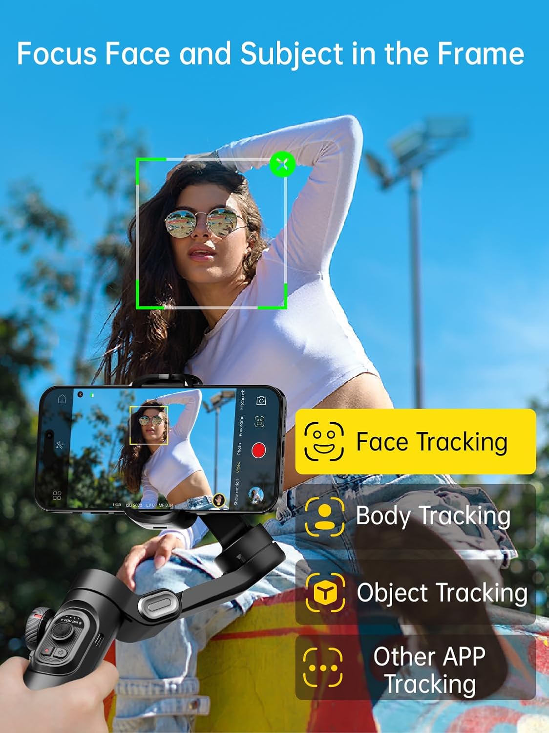AOCHUAN Smart XE – 3-Axis Foldable Smartphone Gimbal with Gesture