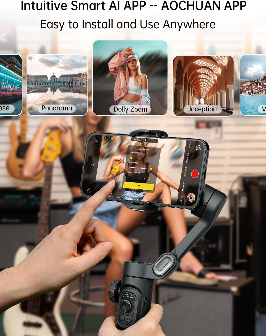 AOCHUAN Smart XE – 3-Axis Foldable Smartphone Gimbal with Gesture