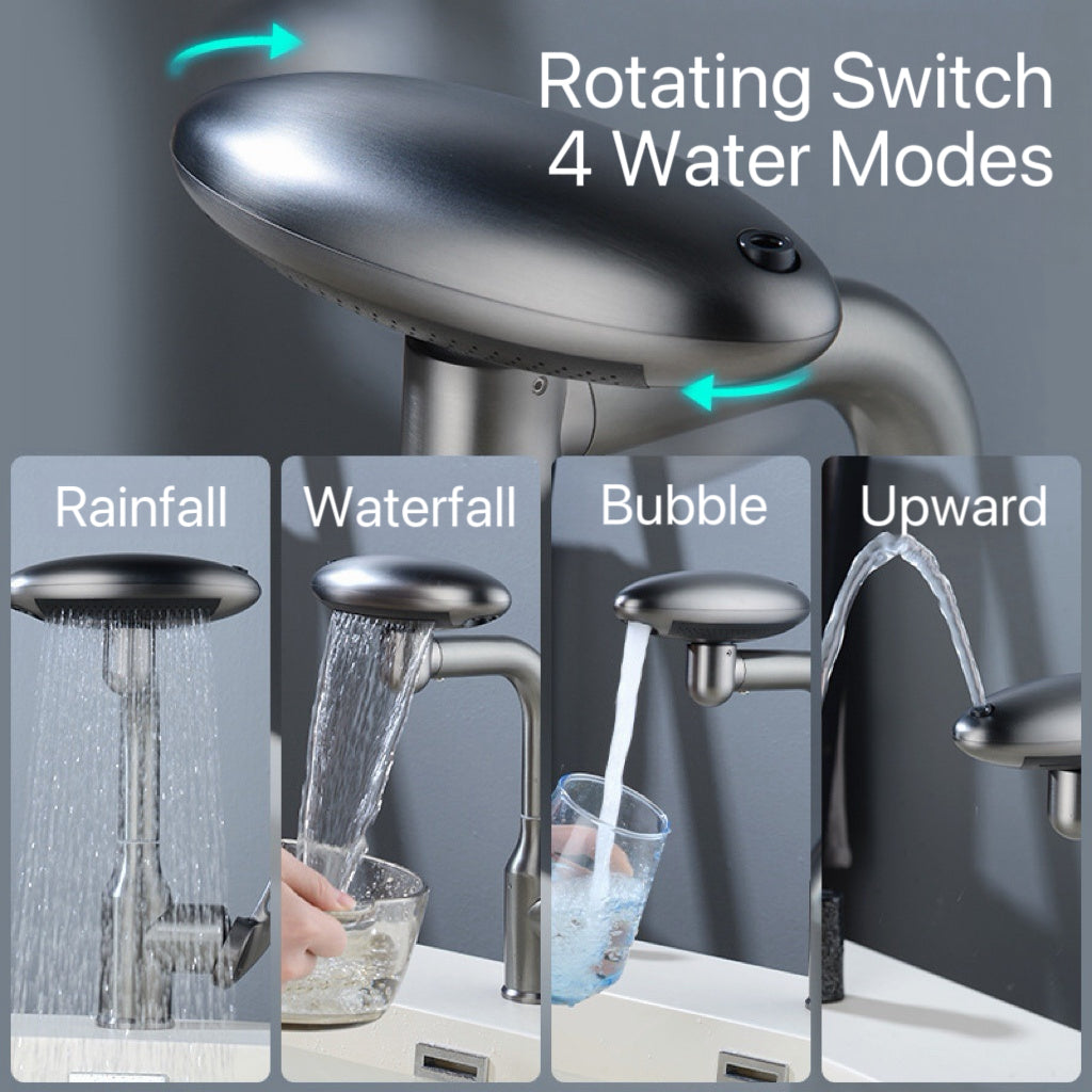 AeroSpa 4-Mode Stainless Steel Bathroom Faucet