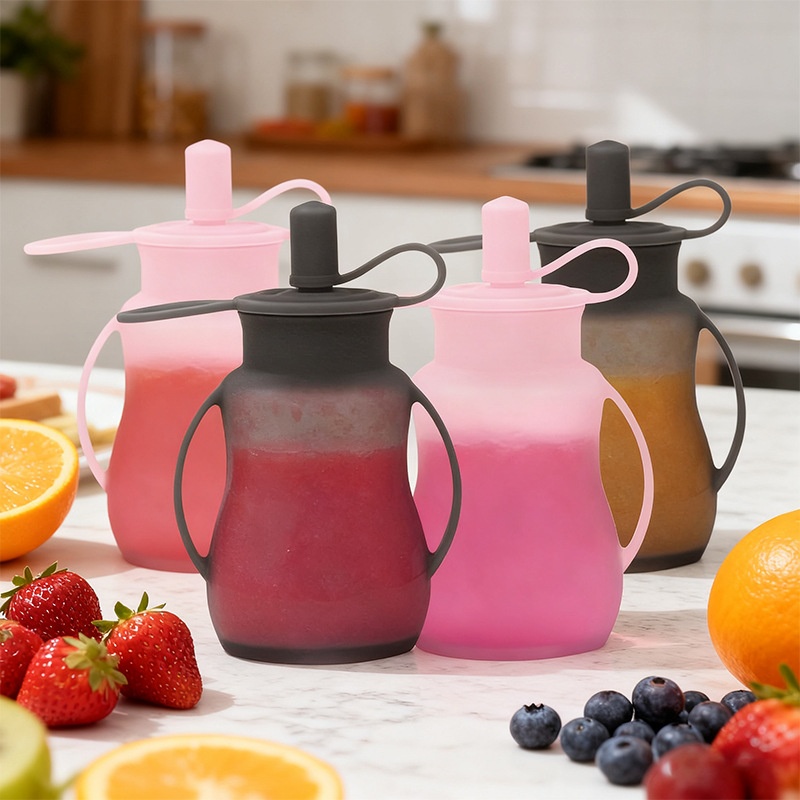 Baby Food Supplement Squeeze Bag with Silicone Spoon