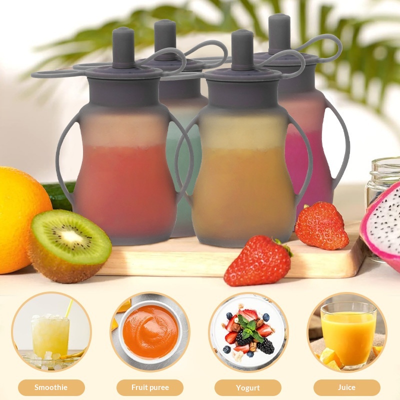 Baby Food Supplement Squeeze Bag with Silicone Spoon