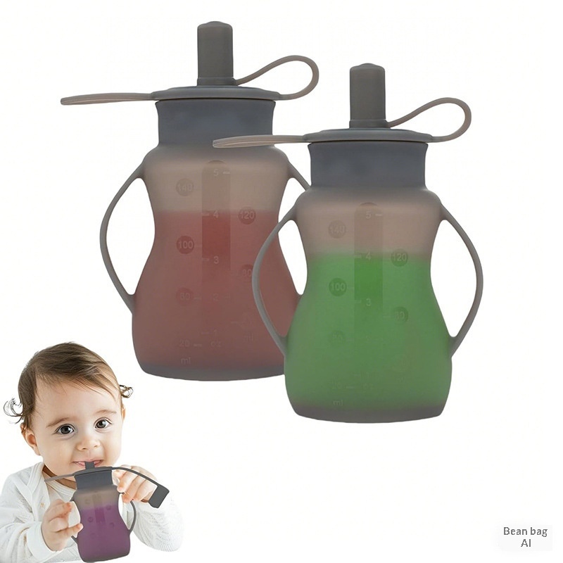 Baby Food Supplement Squeeze Bag with Silicone Spoon
