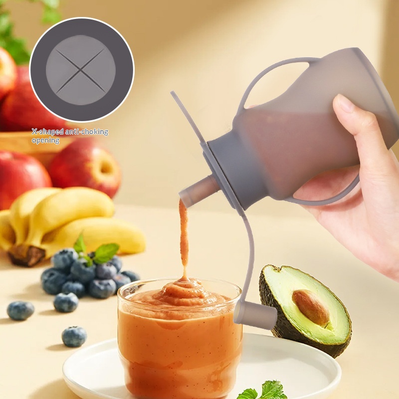 Baby Food Supplement Squeeze Bag with Silicone Spoon